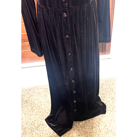VTG 90s Y2K Maxi Dress Size 10 Brown Velvet Grunge Whimsigoth Button front long - Picture 3 of 8